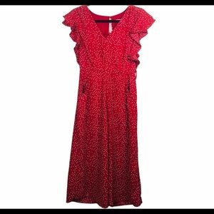 She+Sky Women’s Red jumpsuit W/White Polkadot Size‎ small
